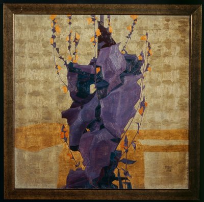 Stilizált virág dekoratív háttér előtt ... (bronz) alkotó: Egon Schiele