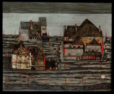Suburb I (festmény vászonra) alkotó: Egon Schiele
