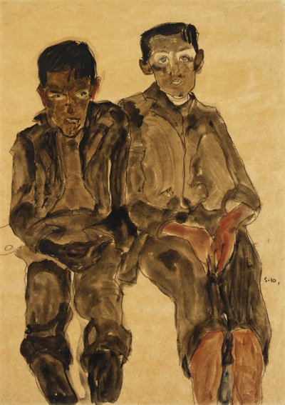Két ülő fiú; Két ülő fiú, 1910 alkotó: Egon Schiele