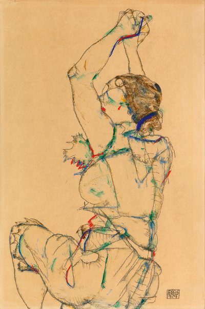 Felemelt karú nő, 1914. alkotó: Egon Schiele