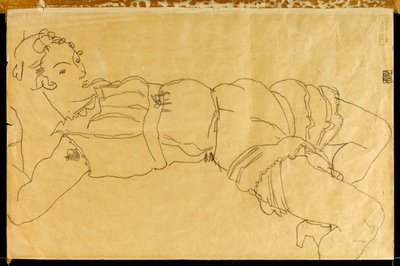 Fiatal nő feküdt a hátán, 1915 alkotó: Egon Schiele