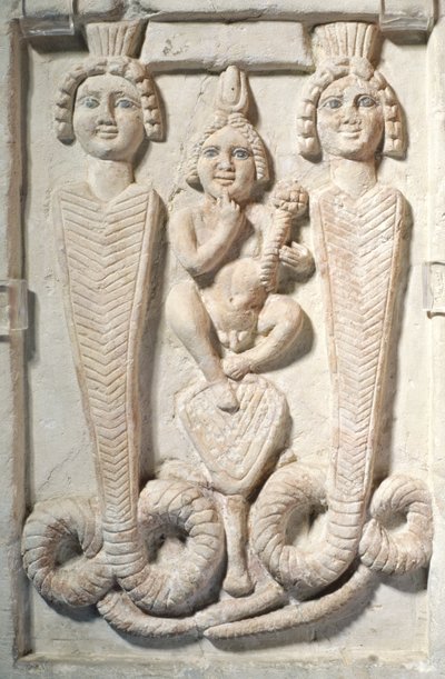 Harpocrates a lótuszon, kopt (mészkő) alkotó: Egyptian