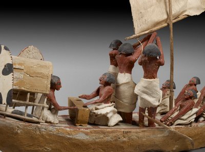 Temetőcsónak-modell, Beni Hasanból, valószínűleg Közép-Királyságból, 2060-1786, vegyes technika, 107032 részlet alkotó: Egyptian
