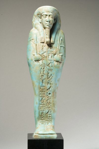 Usabti figura Hor-Khebihez, késő dinasztia, késő 25.-kora 26. dinasztia, Kr.e. 700-600 körül (fajansz) (a hátoldalon lásd a 270353-as számot) alkotó: Egyptian