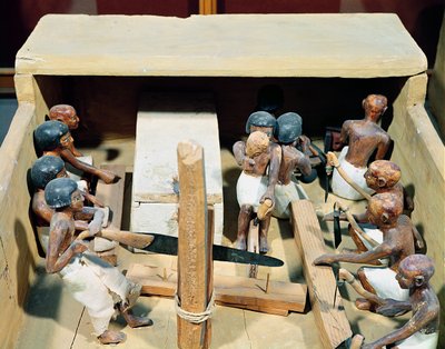 Egy asztalosműhely temetési makettje, Meketre sírjából, Nemesek Völgye, Középbirodalom, Kr.e. 2000 körül (festett fa) alkotó: Egyptian 11th Dynasty