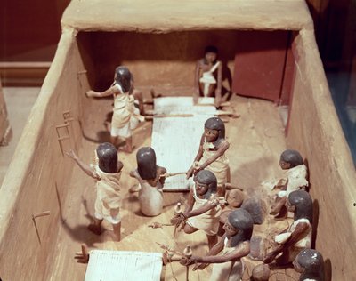 Egy textilműhely temetési modellje, Meketre sírjából, Nemesek Völgye, Középbirodalom, Kr.e. 2000 körül (festett fa) alkotó: Egyptian 11th Dynasty