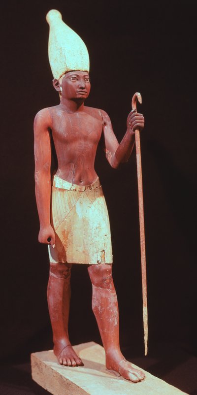 I. Sesostris szobra (ur. i. e. 1971-28) fehér koronával (festett cédrusfára) alkotó: Egyptian 12th Dynasty