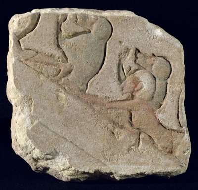 Amenophis IV (Akhenaten) páviánokkal, Új Királyság (festett kő) alkotó: Egyptian 18th Dynasty