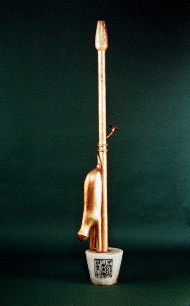 Anubisz-embléma, Tutanhamon sírjából, Új Királyság (aranyozott és kovácsolt fa alabástrom alappal) alkotó: Egyptian 18th Dynasty