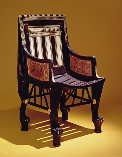 Gyermekszék, Tutanhamon sírjából, Új Királyság (fa elefántcsont intarziával) alkotó: Egyptian 18th Dynasty