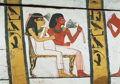 Részlet a Madja hölgy szarkofágjának díszítéséről, Új Királyság, Kr.e. 1450 körül (festett fa) alkotó: Egyptian 18th Dynasty