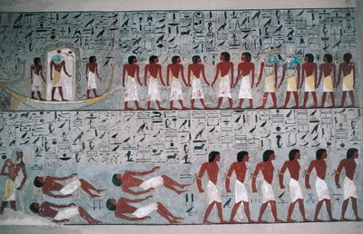 Egyiptom, Luxor, Királyok Völgye, Horemheb sírja, falfestmény, falfestmény alkotó: Egyptian 18th Dynasty