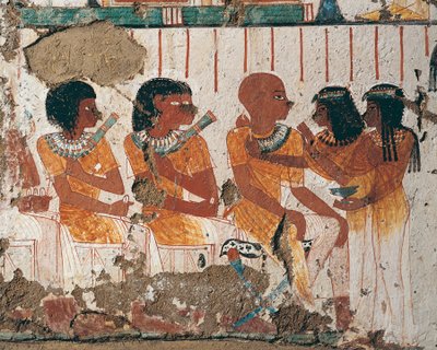 Egyiptom, Nyugat-Théba Assassif Necropolis, Nenamon sírja és Ipuki. Nyaklánc-felajánlást ábrázoló freskó elhunytak számára. (Új Királyság, XVIII. dinasztia) alkotó: Egyptian 18th Dynasty