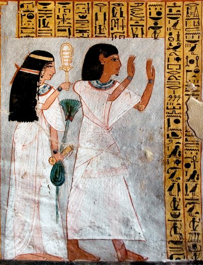Egyiptomi ókor: az istentisztelet szereplői. Roy sírja (TT255). 18. dinasztia. Luxor Ciszjordániájáról, Egyiptomból – Az ókori Egyiptom: Ozirist egy pár imádja. Roy sírja (TT 255). 18. dinasztia. Luxor nyugati partjáról, Egyiptomból alkotó: Egyptian 18th Dynasty