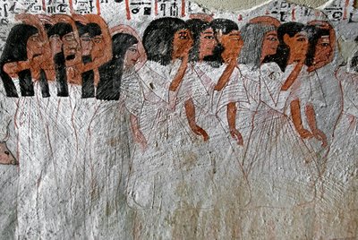 Egyiptomi ókor: sírás körmenet. Roy sírjának festménye (TT255). 18. dinasztia. Luxor Ciszjordániájáról, Egyiptomból alkotó: Egyptian 18th Dynasty