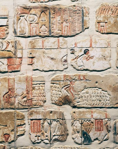 Egyiptomi civilizáció, a Talatat fal töredékei, IV. Amenhotep templomából, Karnak, Luxor, Egyiptom alkotó: Egyptian 18th Dynasty