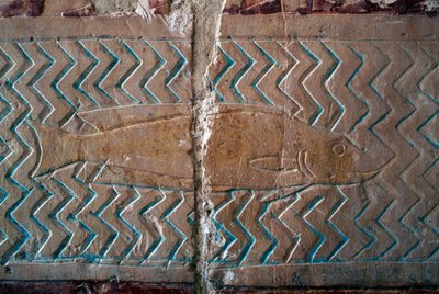Halak, Punt királyság jelenetei, a központi oszlopcsarnok déli fala, Hatsepszut halotti temploma, Deir el-Bahari, thébai nekropolisz (UNESCO Világörökségi lista) alkotó: Egyptian 18th Dynasty