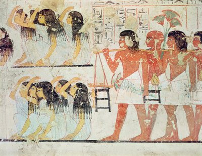 Gyászolók csoportja Ramose temetési menetében, Ramose sírkápolnájából, Új Királyság, Kr.e. 1360 körül (falfestmény) alkotó: Egyptian 18th Dynasty