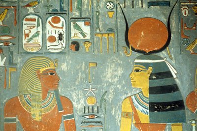 Horemheb és Hathor, Horemheb sírjából (Kr.e. 1323-1295) Új Királyság (falfestmény) (218340 részlet) alkotó: Egyptian 18th Dynasty