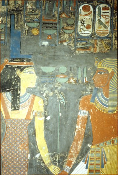 Horemheb és Ízisz, Horemheb sírjából (Kr. e. 1323-1295) Új Királyság (falfestmény) alkotó: Egyptian 18th Dynasty