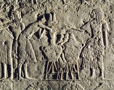 Élet egy katonai táborban: ital-ellenőrző munkások (bor és sör), dombormű Horemheb szakkarai sírjából, részletek alkotó: Egyptian 18th Dynasty