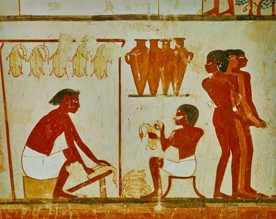 A madarak húsfeldolgozása, részlet Nakht sírjából, Kr.e. 1390 körül (falfestés) alkotó: Egyptian 18th Dynasty