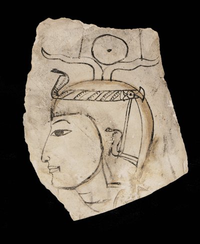 Osztrakon I. Amenhotep fáraó portréjával, a Deir el Medina kézműveseinek tisztelt pártfogója ... alkotó: Egyptian 18th Dynasty