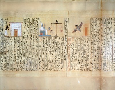 A szív mérlegelését ábrázoló papirusz, a Maiherperi halottas könyvéből alkotó: Egyptian 18th Dynasty