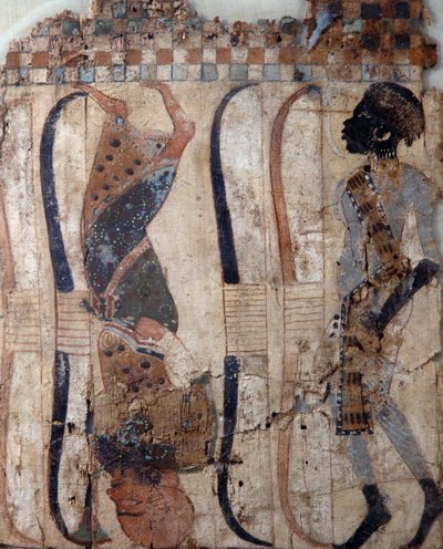 Meghódított országok foglyai, Tutanhamon sírjának anyagára festve, egyiptomi civilizáció, Újbirodalom, XVIII. dinasztia, arc részlete alkotó: Egyptian 18th Dynasty