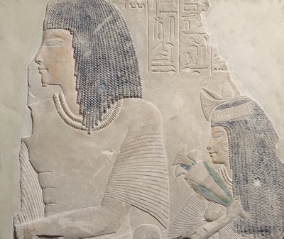 Imenmest és Dejat, Imeneminet tábornok szüleit ábrázoló dombormű egy sírból Memphisben, Új Királyságban, ie 1336-1295 körül (festett mészkő) alkotó: Egyptian 18th Dynasty