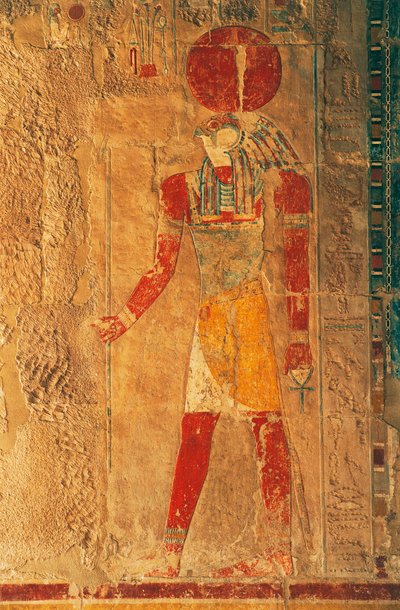 Relief Ra Horakhtyval, Hatsepszut halotti temploma, Deir el-Bahari, thébai nekropolisz (UNESCO Világörökségi lista) alkotó: Egyptian 18th Dynasty