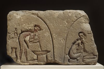 Homokkő dombormű az étkezés elkészítéséhez (homokkő) alkotó: Egyptian 18th Dynasty