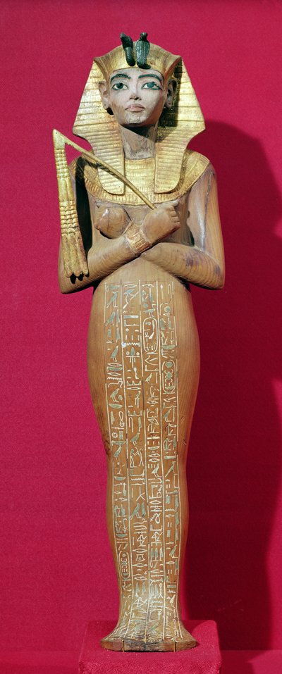 A király shabti alakja Tutanhamon sírjából (Kr. e. 1370-1352) Új Királyság (festett fa) alkotó: Egyptian 18th Dynasty