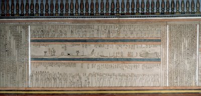 Szöveg és ábrák az Amduat könyvéből, részlet Amenhotep II sírkamrájának freskóiról, a Királyok Völgye, Luxor, Théba (az UNESCO világörökségi listája) alkotó: Egyptian 18th Dynasty