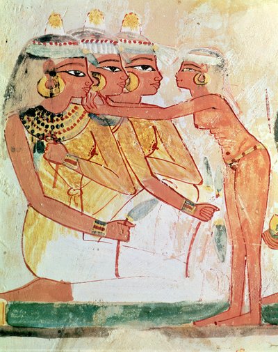 A női vécé Nakht sírjából, Új Királyság, ie 1400 körül (falfestmény) alkotó: Egyptian 18th Dynasty