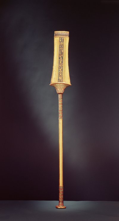 A királyi jogar Tutanhamon sírjából (Kr. e. 1370-1353) Új Királyság (aranylemez, féldrágakövekkel kirakott famaggal) alkotó: Egyptian 18th Dynasty