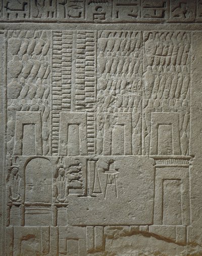 Faldombormű, amely az árumérleg raktári részletét ábrázolja alkotó: Egyptian 18th Dynasty