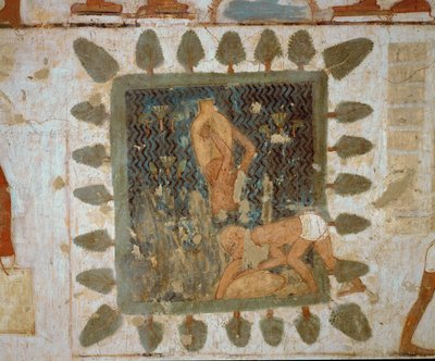Vázákat cipelő munkások (falfestmény) alkotó: Egyptian 18th Dynasty