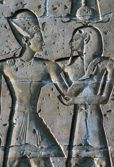 Fáraót ábrázoló dombormű, I. Szeti temploma, vagy az abüdoszi nagy templom, Abüdosz, Egyiptom, Egyiptomi civilizáció, Újbirodalom, XIX. dinasztia alkotó: Egyptian 19th Dynasty