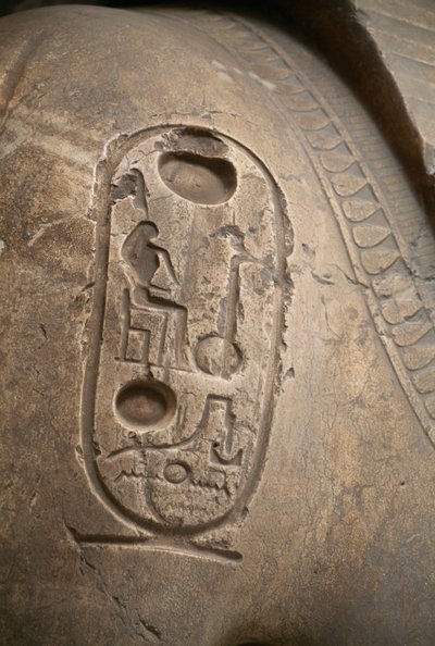 Kartuska a karon, metszet a II. Ramszesz kolosszusról, Memphisz (UNESCO Világörökségi lista). alkotó: Egyptian 19th Dynasty