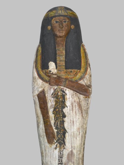 A Ház asszonyának koporsója, Weretwahset, átírva Bensuipetre, Thébában, Új Királyságban találták, ie 1292-1190 körül (festett fa) (293508. részlet) alkotó: Egyptian 19th Dynasty