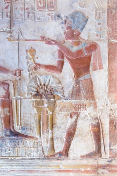 Színes dombormű, Seti I temploma, Abydos, Egyiptom alkotó: Egyptian 19th Dynasty