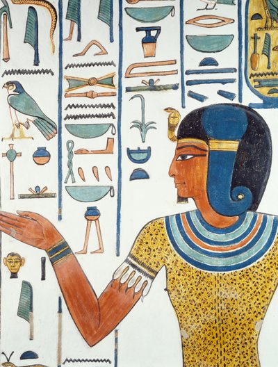 Oszlop Hornedjiteffel, Nefertari sírkamrájának freskóinak részlete, a Királynők Völgye, Luxor, Théba (az Unesco világörökségi listája) alkotó: Egyptian 19th Dynasty