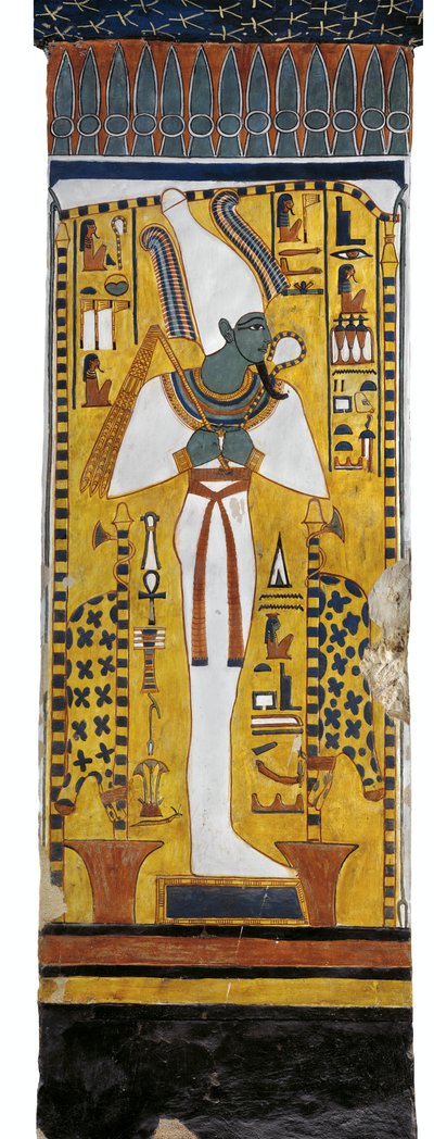 Egyiptom, Théba, Luxor, Királynők Völgye, Nefertari sírja, Ozirisz falfestménye a sírkamrában a 19. dinasztiából alkotó: Egyptian 19th Dynasty