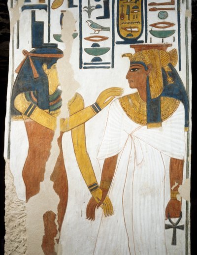 Nefertari, részlet a Nefertari sírja második kamrájának freskóiról, Queens Valley, Luxor, Théba (Unesco Világörökségi Lista alkotó: Egyptian 19th Dynasty