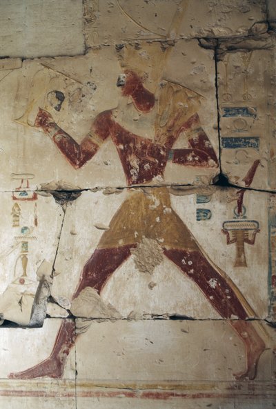 Fáraót ábrázoló festett dombormű, II. Ramszesz temploma, Abüdosz, Egyiptom, egyiptomi civilizáció, Újbirodalom, XIX. dinasztia (fotó) alkotó: Egyptian 19th Dynasty