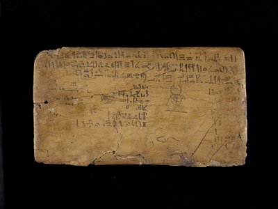 Írótábla a Himnusz a Nílusi árvízig soraival, fa, gesso, lenvászon és tinta alkotó: Egyptian 19th Dynasty