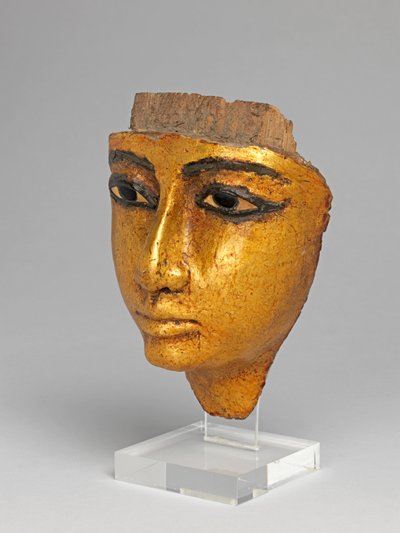 Arc koporsóból, berakott szemekkel és szemöldökkel, aranyozott alkotó: Egyptian 20th Dynasty