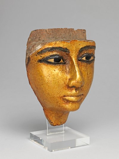 Arc koporsóból, berakott szemekkel és szemöldökkel, aranyozott alkotó: Egyptian 20th Dynasty