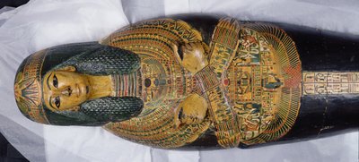 Nesyamun múmiájának belső fedele, amelyet valószínűleg Deir El-Bahriban, Új Királyságban találtak, ie 1100 körül (festett fa) (308052 részlet) alkotó: Egyptian 20th Dynasty